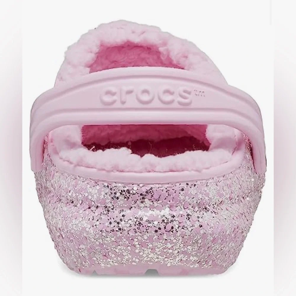 Crocs Fur Lined Girls J6 Slip On Comfort Warm Fuzzy Cozy Pink Cottagecore - Picture 11 of 13